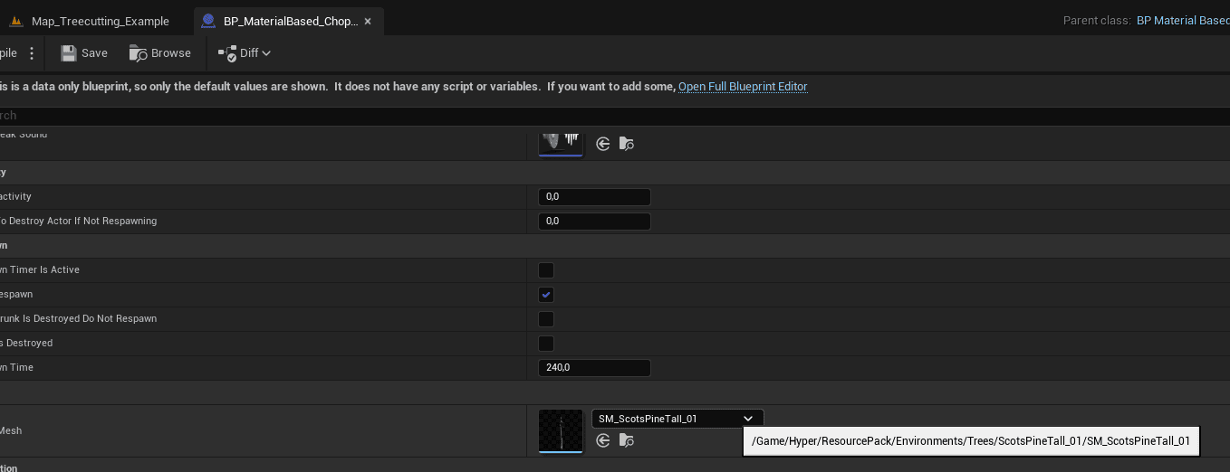 Material offset based Tree screenshot