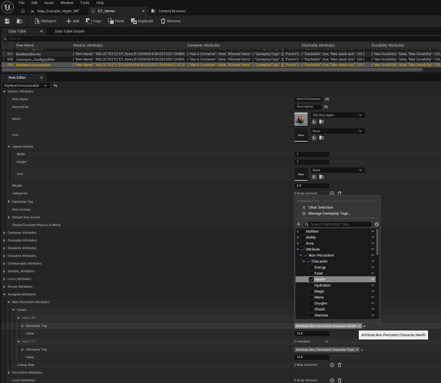 Item data fields in DT_Items