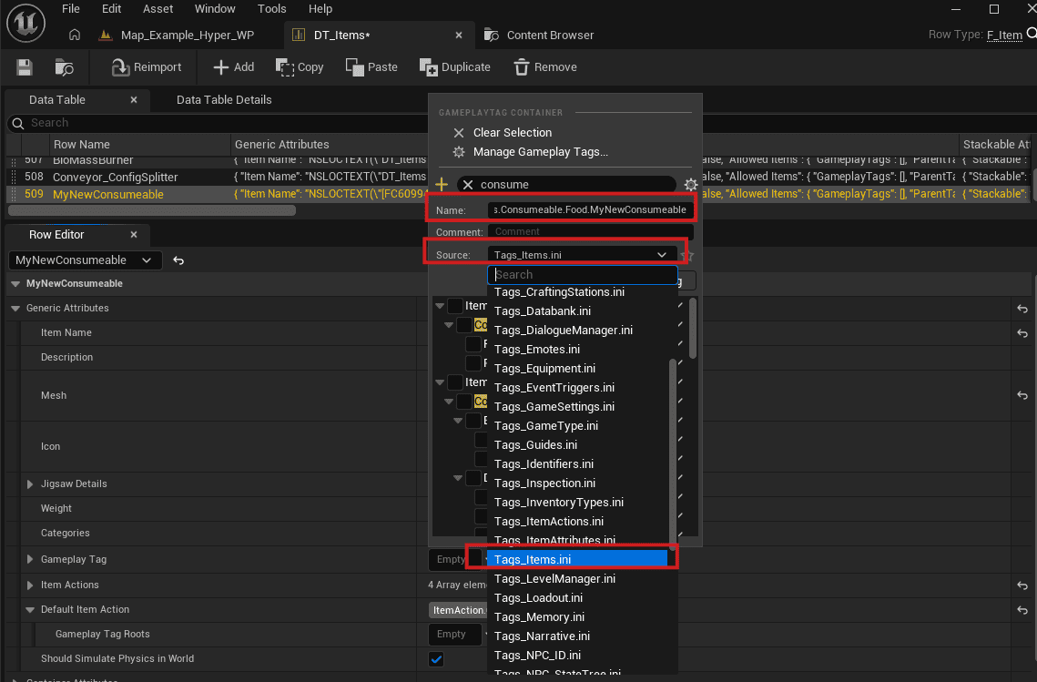 Tags_items.ini with gameplay tags