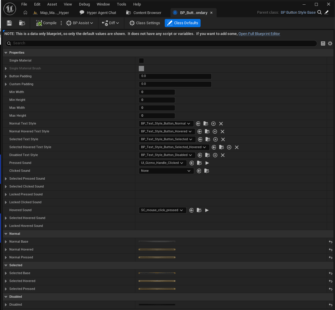 CommonUI button style settings