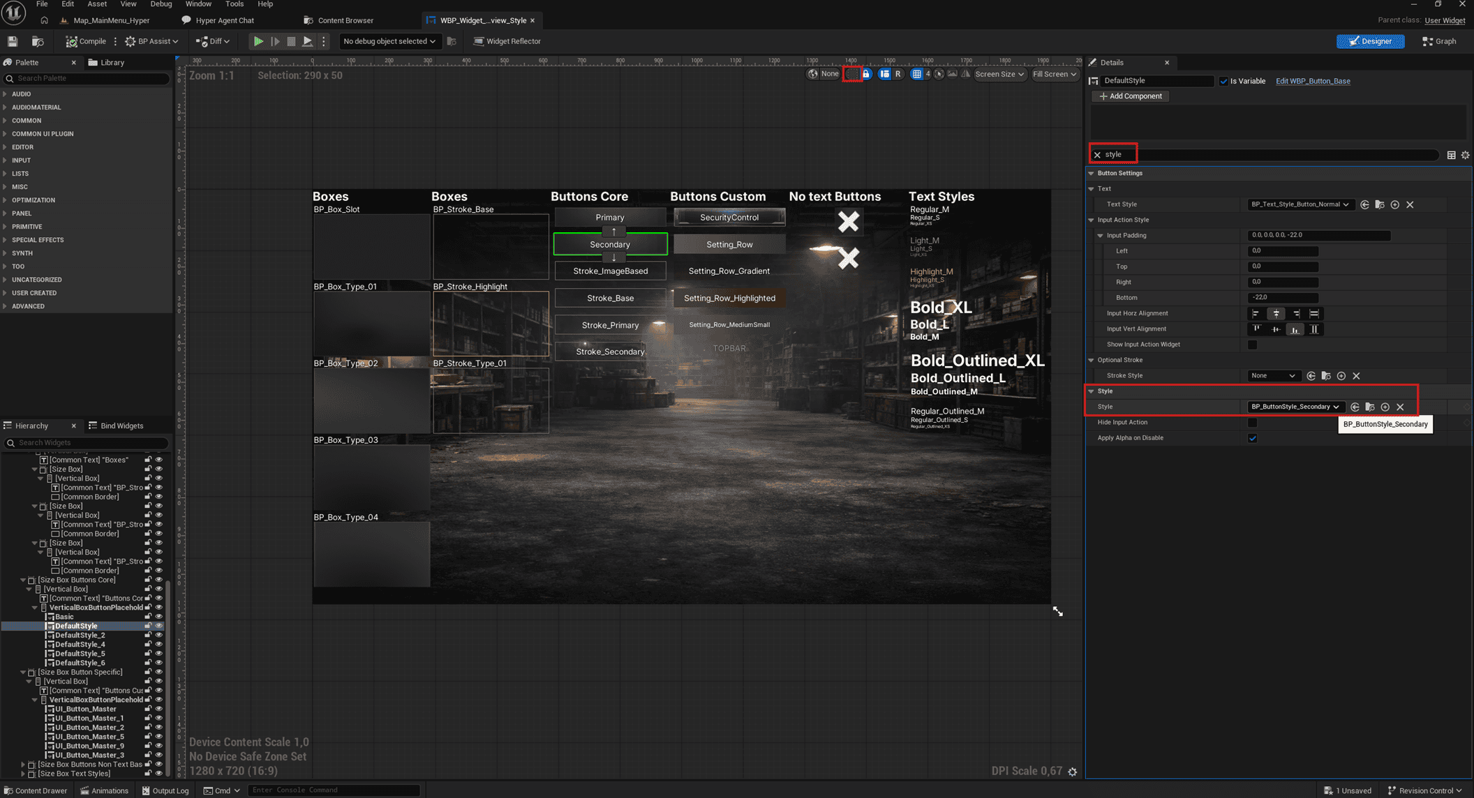 CommonUI style class selected on a widget