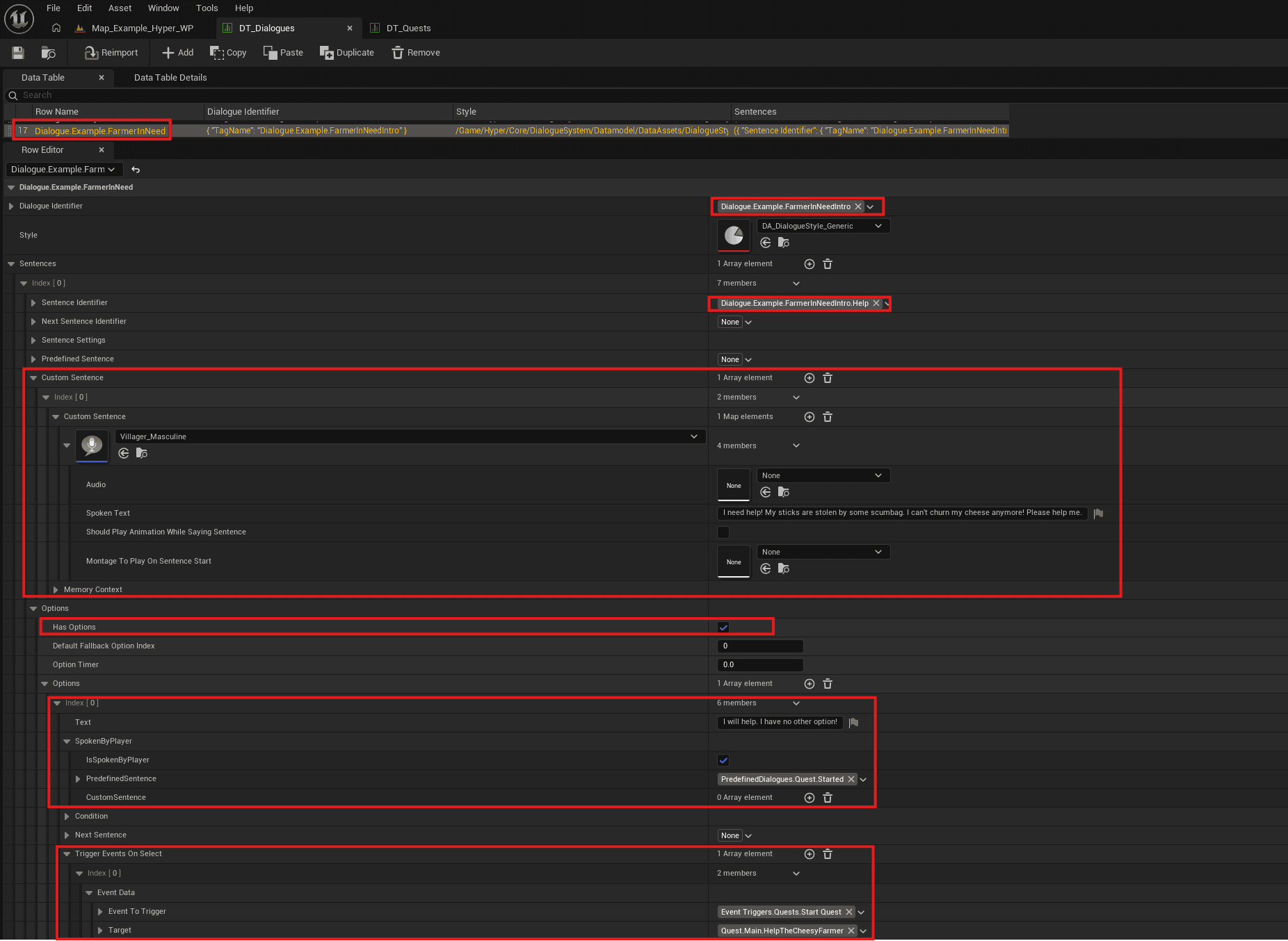 DT_Dialogues starting dialogue option that triggers Start Quest