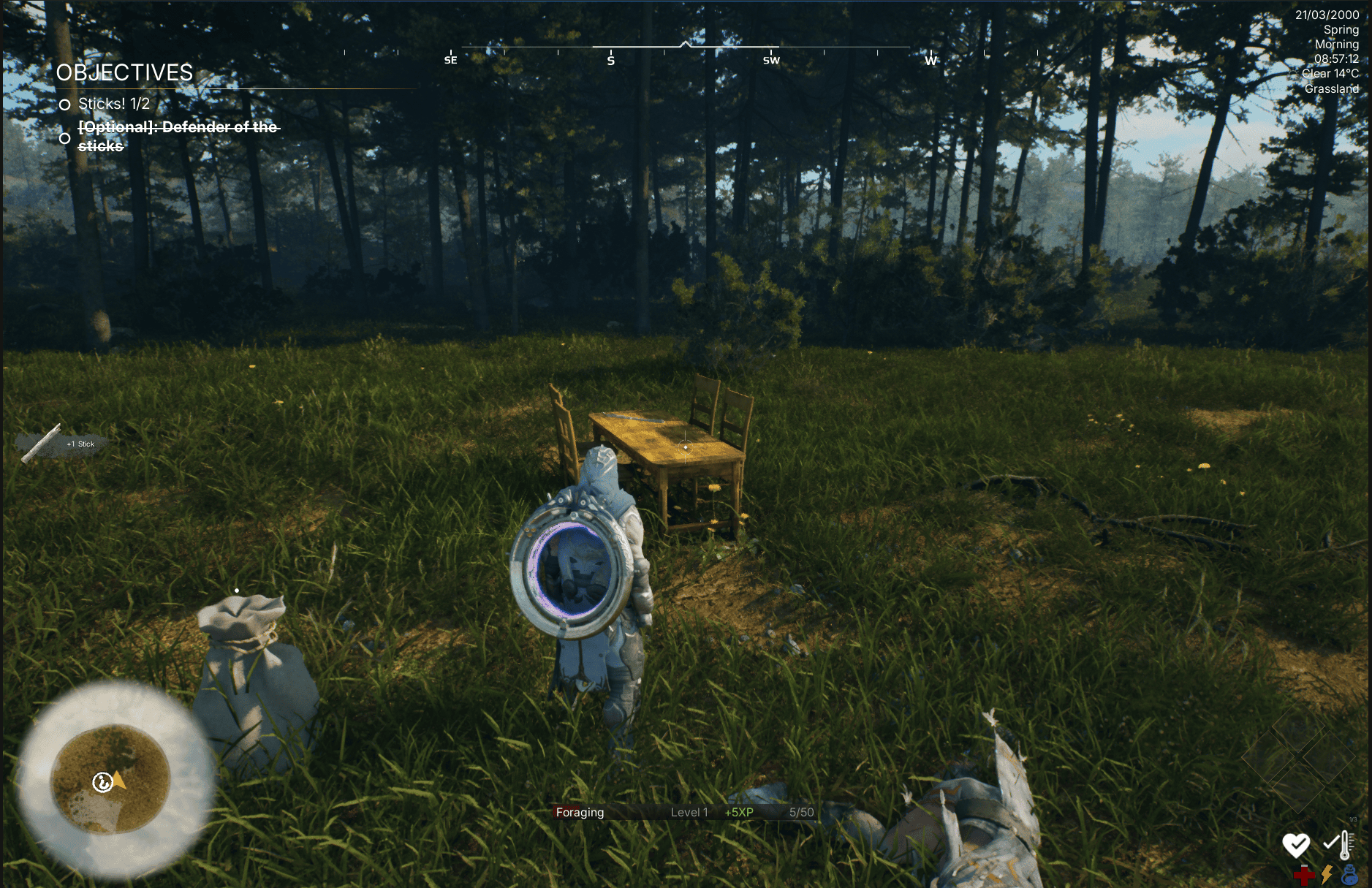 Objectives updated after killing defender and picking up a stick