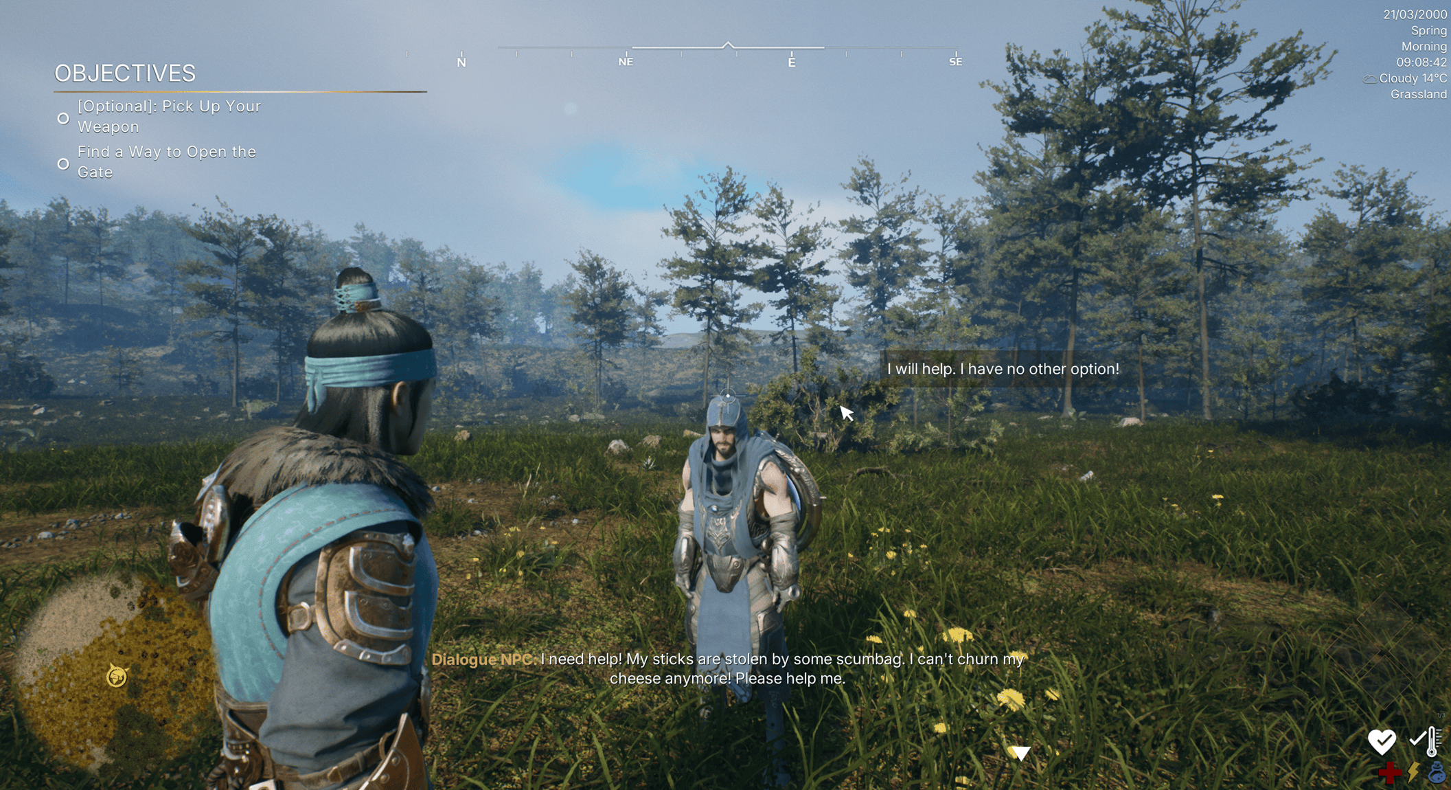 Starting dialogue with one available option and no audio