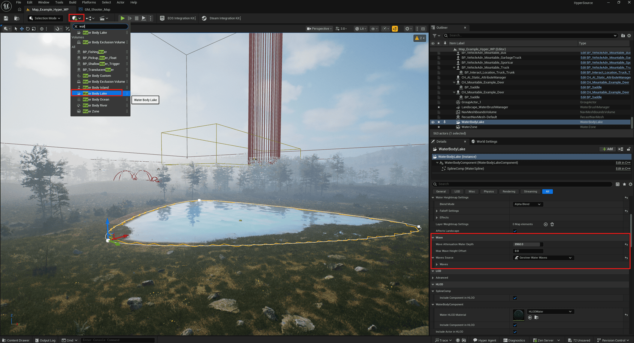 Water volume with physics volume alignment considerations
